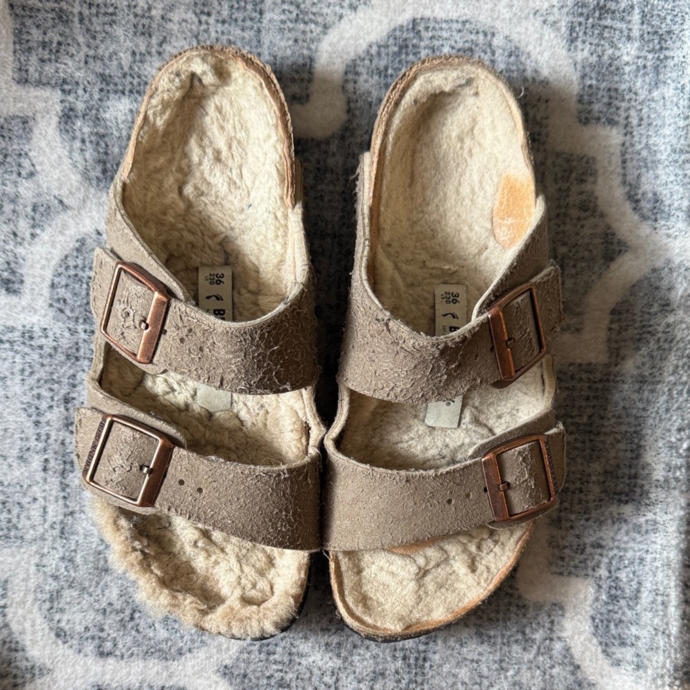 Women Brown Suede Double-Buckle  Birkenstock size 36(230cm)